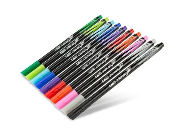 BIC Intensity 1.0 Millimeter Porous Medium Assorted Bold Colors Point Fineliner, 10 Count