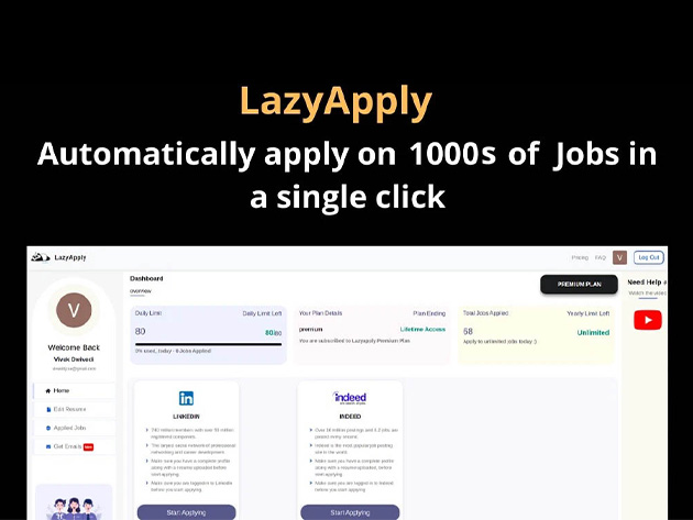 LazyApply Job Application Basic: Lifetime License