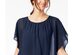 JM Collection Women's Collection Flutter-Sleeve Top Blue Size Large
