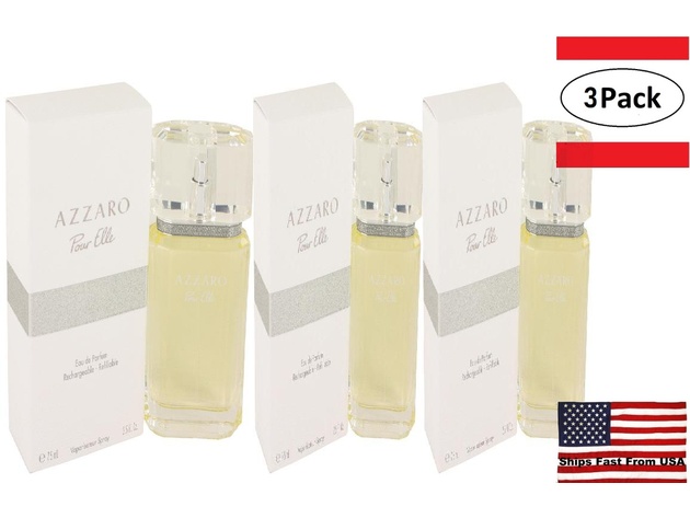 3 Pack Azzaro Pour Elle by Azzaro Eau De Parfum Refillable Spray 2.5 oz for Women