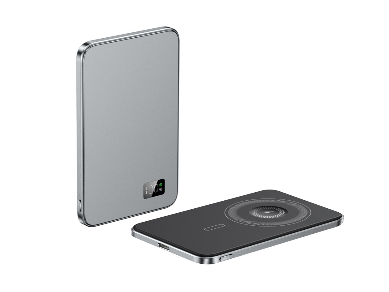 SpeedyMag 5000mAh Ultra Thin 3-in-1 Magnetic Wireless Charger (Silver)