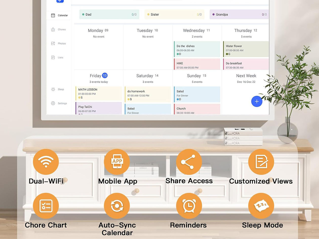 HD Touchscreen Digital Calendar & Chore Chart (32-Inch)