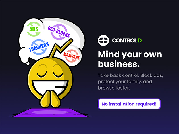 Control D 2-Year Subscription Block Ads,Tracking, Unsafe contents, Unblock Services