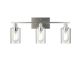 Costway 3-Light Wall Sconce Modern Bathroom Vanity Light Fixtures w/ Clear Glass Shade