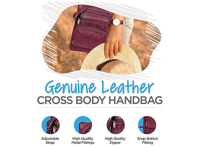 Krediz Leather Crossbody Bag for Women (Plus/Burgundy)