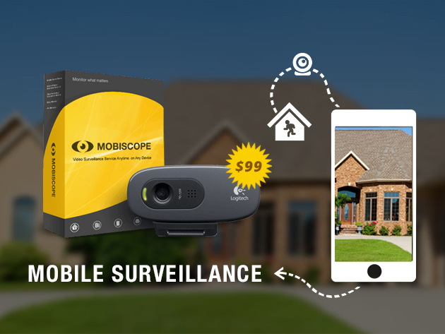 Mobiscope Home Surveillance Starter Kit: One Year Of Service + Free Webcam