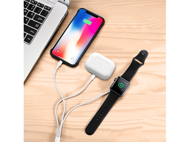 3-in-1 Apple Watch, AirPods & iPhone Charging Cable (White)