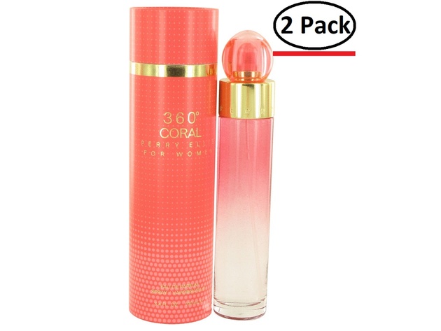 Perry Ellis 360 Coral by Perry Ellis Eau De Parfum Spray 3.4 oz for Women (Package of 2)