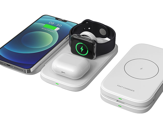 15W 3-in-1 Wireless Charger for Phone, Watch & Headphones