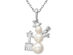 Snowman Charm Freshwater Cultured Pearl Pendant Necklace in Sterling Silver with Chain