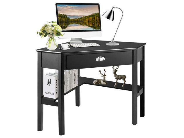 Costway Corner Computer Desk Laptop Writing Table Wood Workstation Home Office Furniture - Black