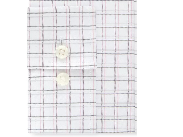 Michael Kors Men's Classic Non-Iron Airsoft Performance Stretch Check Dress Shirt Red Size 18-34-35