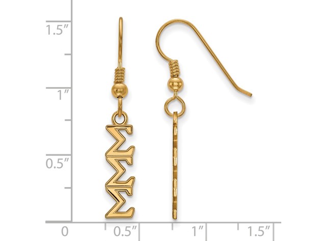 14K Plated Silver Small Sigma Sigma Sigma Dangle Earrings