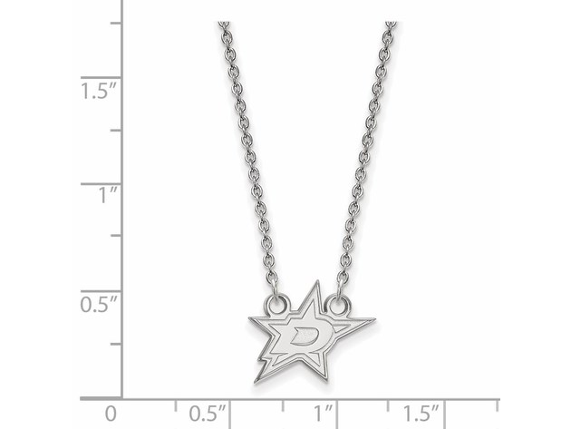 Sterling Silver NHL Dallas Stars Small Necklace, 18 Inch