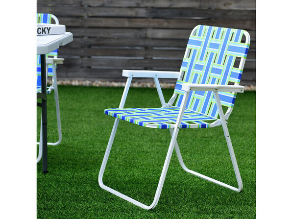 6PC Outdoor Folding Beach Chair Camping Lawn Webbing Chair Lightweight Furniture
