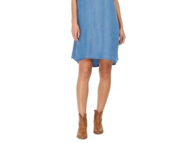 Style & Co Women's High-Low Chambray Shirt Dress  Blue Size Extra Small