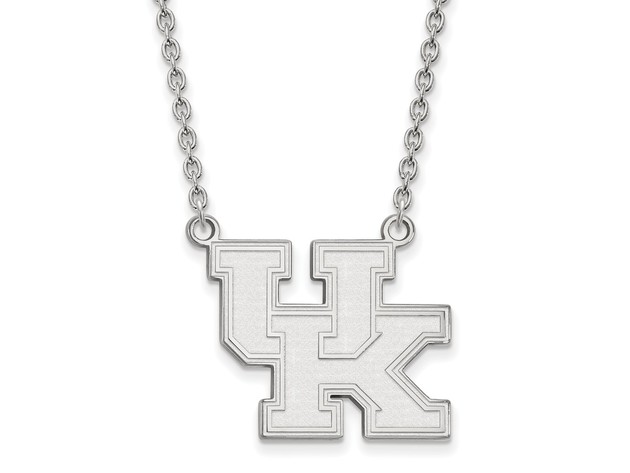 10k White Gold U of Kentucky Large 'UK' Pendant Necklace