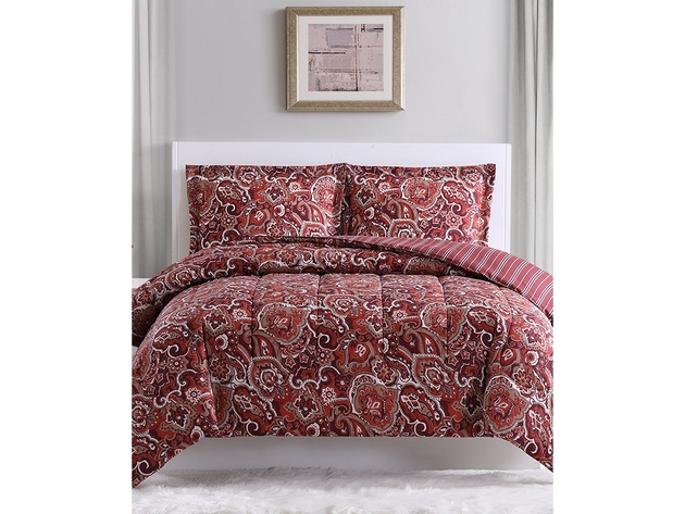 Pem America Hudson Paisley 3-Pc. Comforter Sets King Red