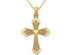 14K Yellow Gold Cross Pendant Necklace with Chain and Heart Center