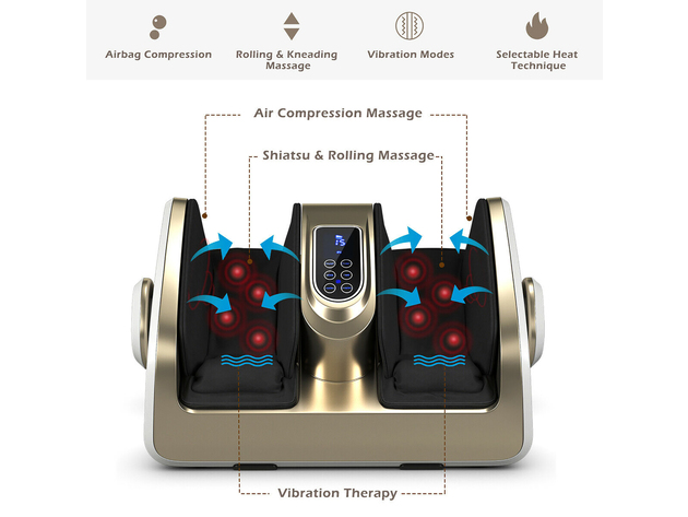 Costway Foot Calf Shiatsu Massager Heat Remote Control 