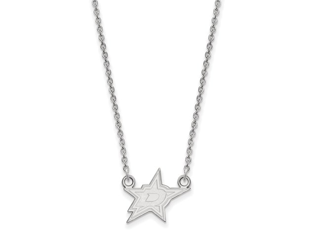 Sterling Silver NHL Dallas Stars Small Necklace, 18 Inch