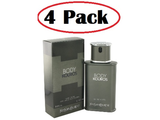 4 Pack of KOURoS Body by Yves Saint Laurent Eau De Toilette Spray 3.4 oz