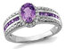 3/4 Carat (ctw) Natural Amethyst Ring with Synthetic White Topaz 1/4 Carat (ctw) in Sterling Silver - 7