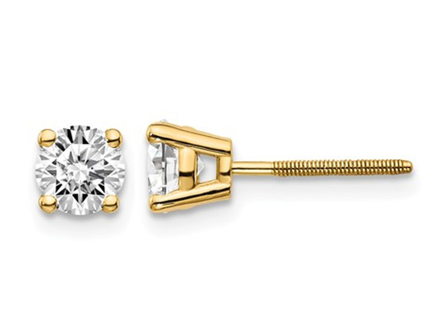4/5 Carat (ctw VS2-SI1, G-H-I) Round Diamond Solitaire Stud Earrings in 14K Yellow Gold
