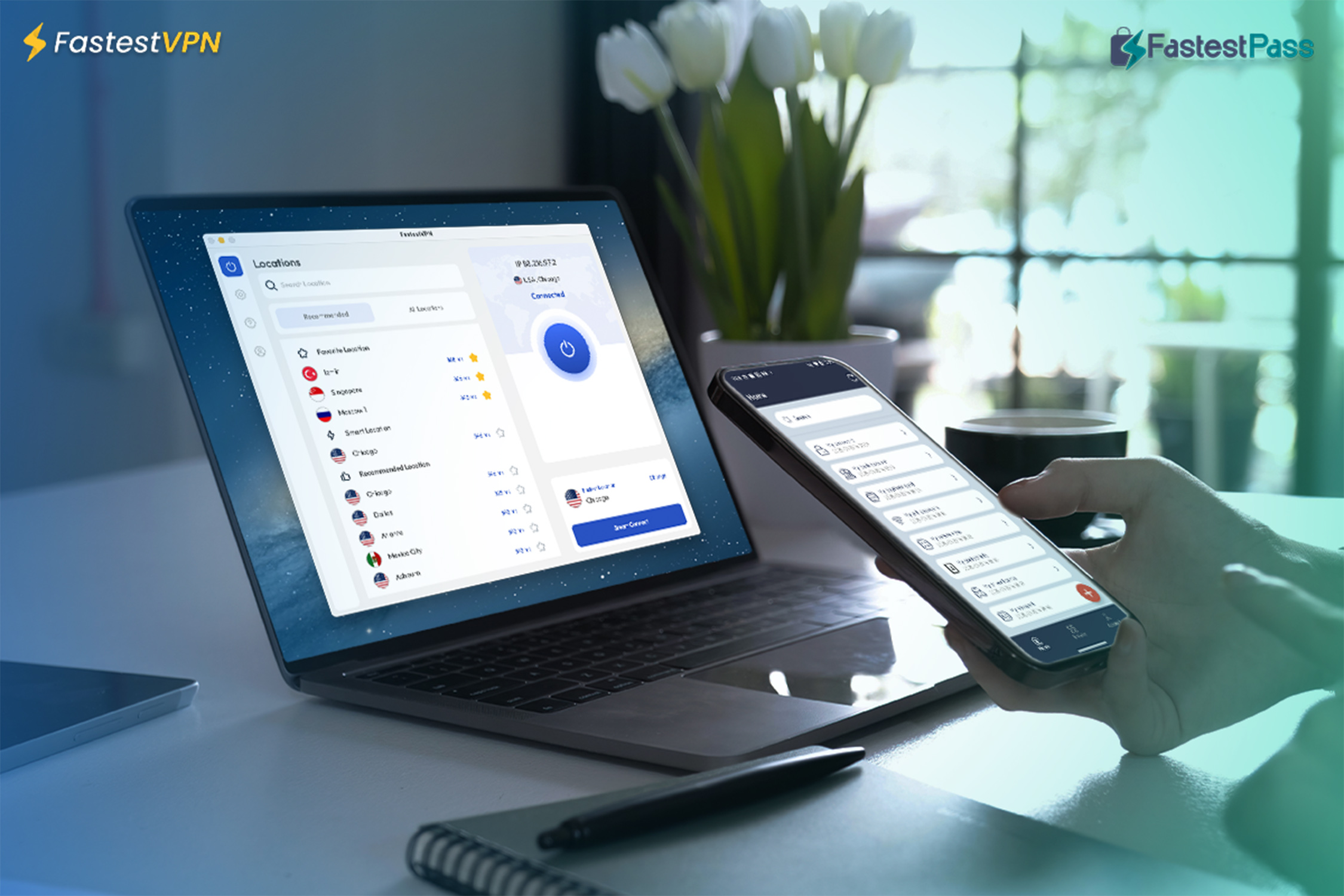 Protect Up to 15 Devices with FastestVPN Lifetime Access Plus FastestPass Family Password Manager for 6 Users with Secure Password Storage