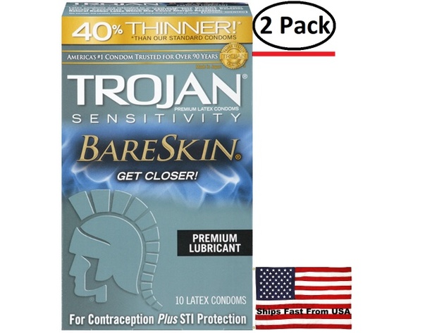 ( 2 Pack ) Trojan Sensitivity Bareskin Lubricated Condoms - 10 Pack
