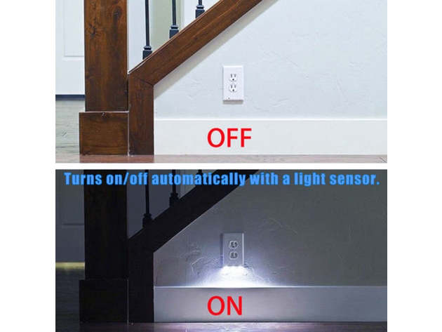 Outlet Cover with Built-In LED Night Light (Duplex/Rounded/5-Pack)