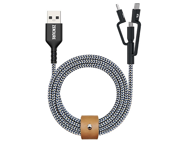 3.3Ft Supercord 3-in-1 Charging Cable (Black)