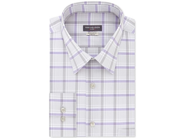 Van Heusen Men's Classic/Regular-Fit Stretch Flex Check Dress Shirt Gray 17-34-35