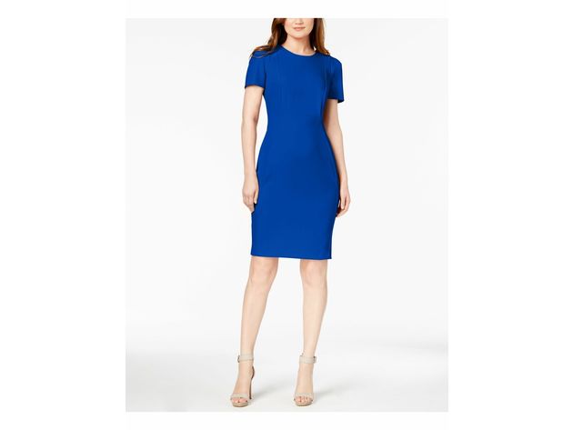 Calvin Klein Women's Seamed Scuba Crepe Sheath Dress Blue Size 8 |  StackSocial