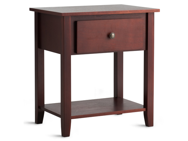 Costway Nightstand Beside Table Chest Sofa Table End Table Drawer Shelf - Brown