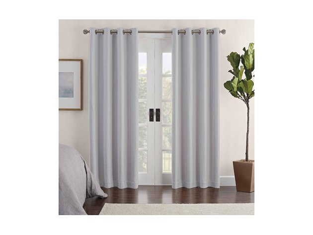 Eclipse Ambiance Chevron Draft Stopper Energy Saving 100% Blackout Grommet-Top 50 Inches x 108 Inches Single Curtain Panel, Grey