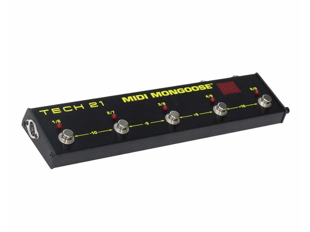 Tech 21 MIDI Mongoose Battery Powered 5 Button MIDI Foot Controller- LED Display (New, Damaged Retail Box)