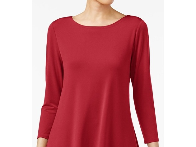 Alfani Women's Petite Solid Swing Top  Red Size 44