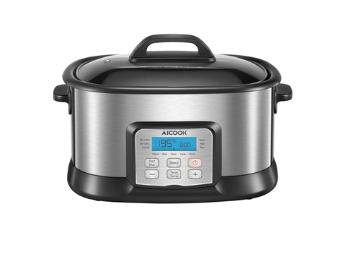 AICOOK Slow Cooker 6Qt, 10 in 1 Programmable Multifunctional Cooker,  Steamer, Yogurt Maker, Non Stick Pot