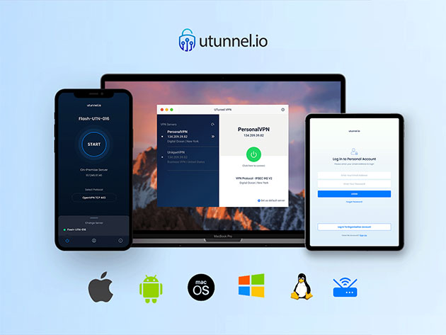 UTunnel VPN 5 Standard Licenses (25 Devices) + Bring Your Own Server: 1-Yr Subscription