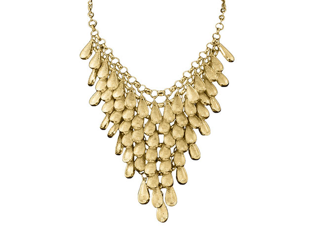 Gold Teardrop Bib Necklace By "The Countess" Luann de Lesseps