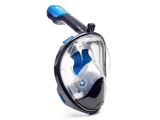 WildHorn Outfitters Seaview 180 Degree Panoramic Snorkel Mask Navy Blue/Gray XS (Refurbished)