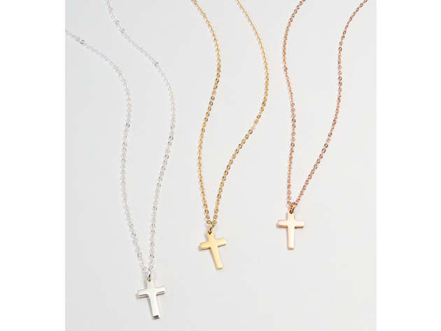 Tiny Cross Necklace - Rose