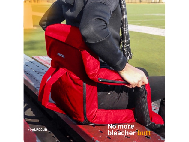 Reclining Stadium Seat with Armrests and Side Pockets (Red)