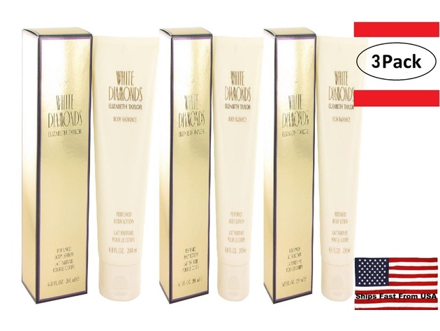 3 Pack WHITE DIAMONDS by Elizabeth Taylor Body Lotion 6.8 oz for Women
