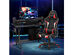 Goplus Gaming Computer Desk&Massage Gaming Chair Set w/Monitor Shelf Power Strip White\Blue\ Grey\Red - Black(Desk)+Red(Chair)