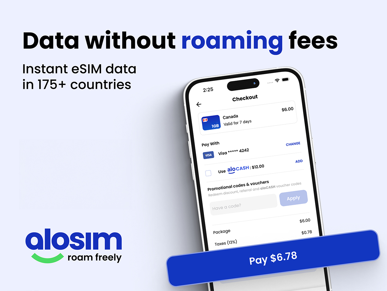 aloSIM Traveler's Mobile Data Plan: Pay $34.99 for $50 Credit