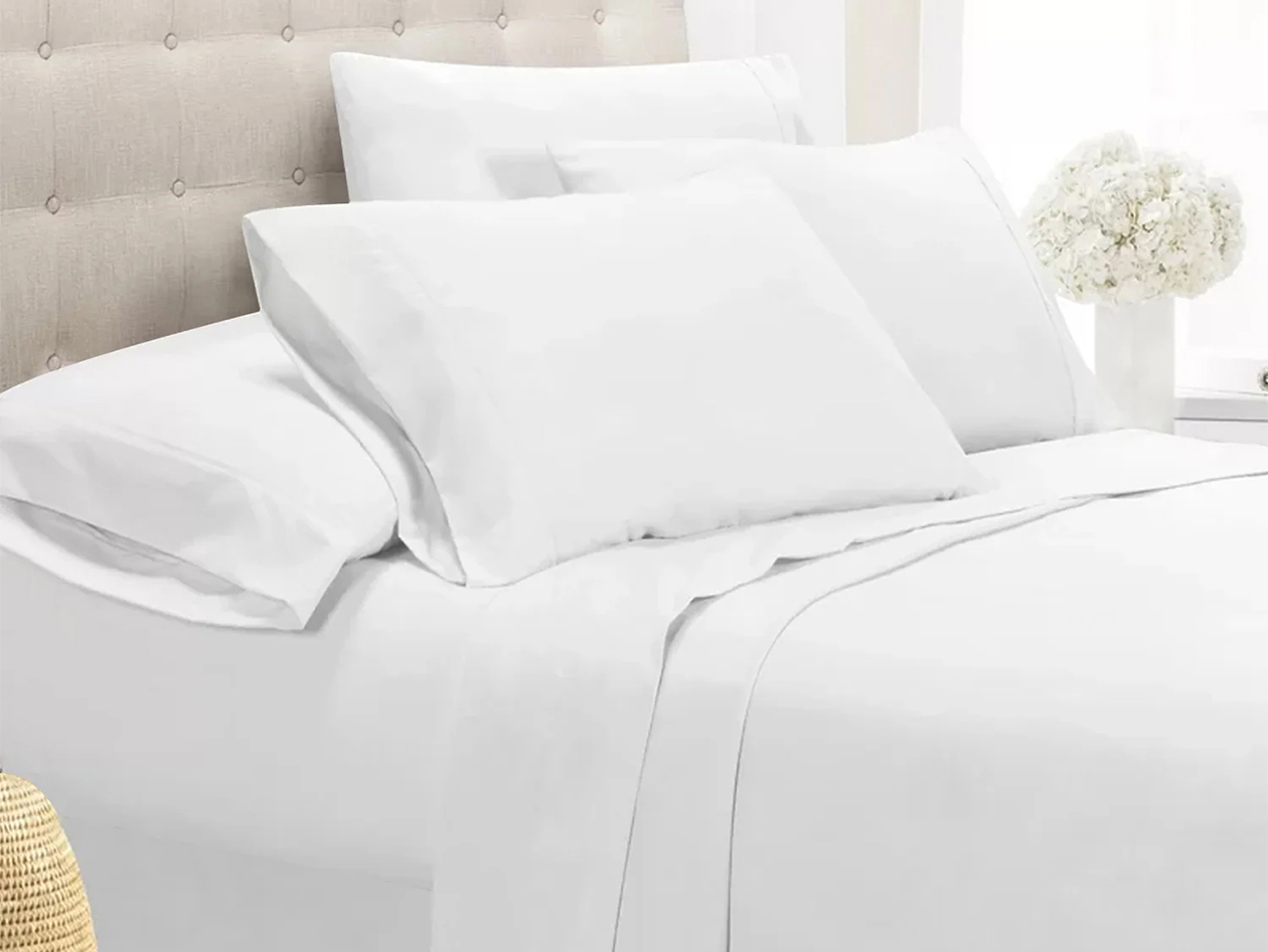 Super-Soft 1800 Series Bamboo Blend 6-Piece Sheet Set (White/Queen)
