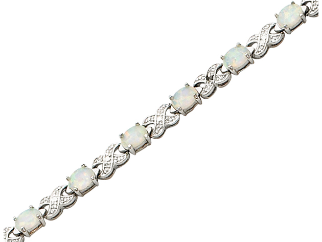 2.50 Carat (ctw) Lab-Created Opal Bracelet in Sterling Silver