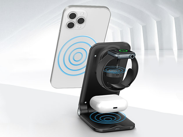 3 in 1 foldable travel charging station